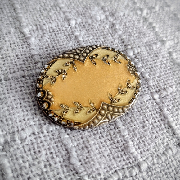 Vintage Brooch Set, 2 Matching Gold w/ Black & Brass Details- Catherine Popesco - Picture 2 of 9